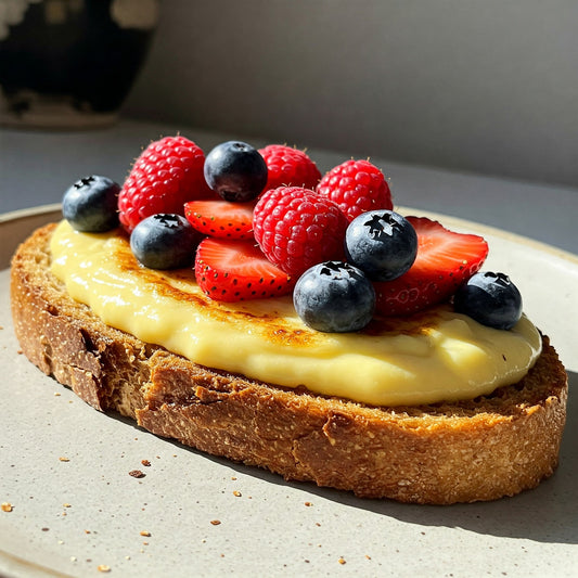 Healthy Custard Toast with Berries 🍓🍞