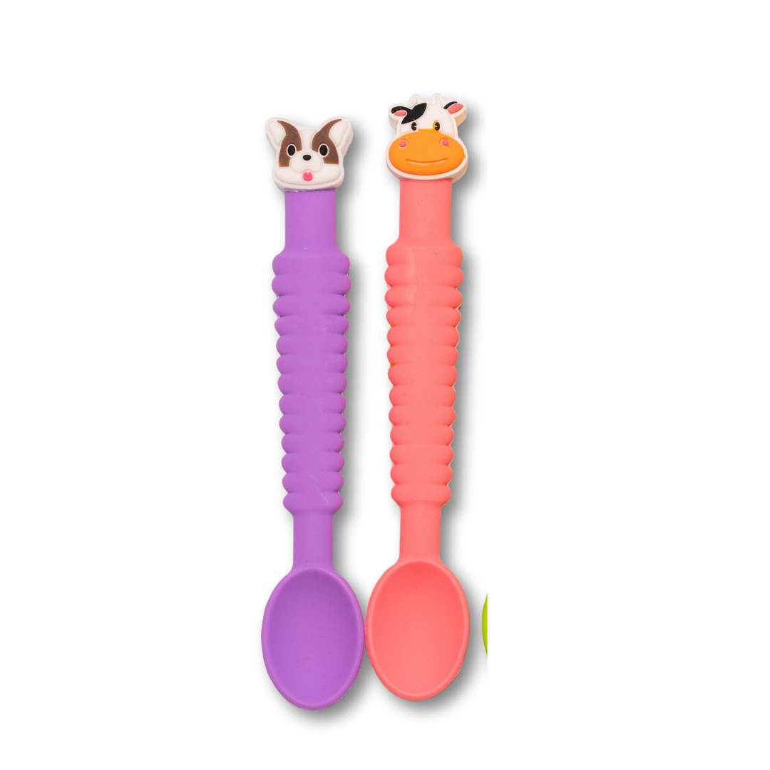 Silicone Feeding Set (5pcs) - Plate, Cup, Bowl, Bib + 2 Spoons